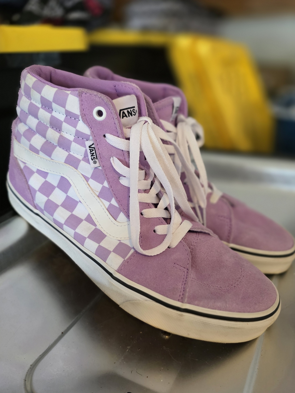 Vans Sk8-Hi Lavender Checkerboard High-Top Sneakers